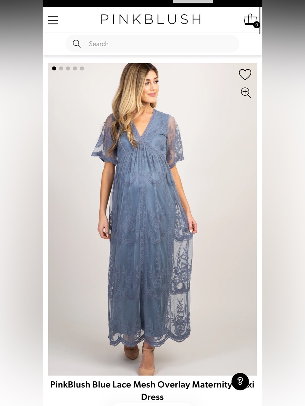 PinkBlush Blue Lace Mesh Overlay Maternity Maxi Dress